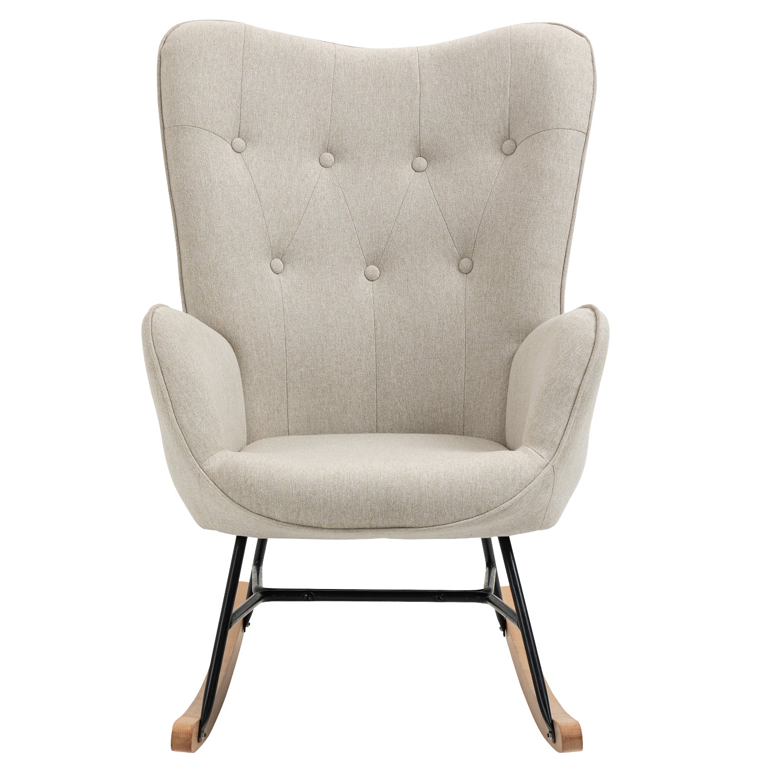 Fauteuil à bascule scandinave LUNA tissu beige avec surpiqûres | Leroy Merlin Fauteuil à bascule scandinave LUNA tissu beige avec surpiqûres | Leroy Merlin
