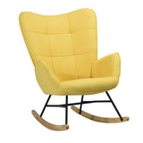 Upholstered rocking chair in yellow fabric - KELAN YELLOW