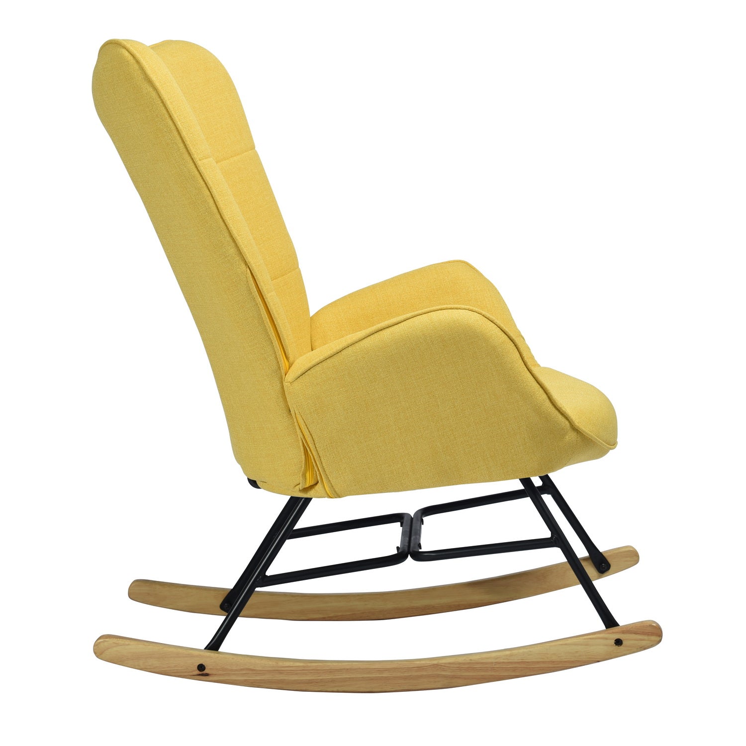 Upholstered rocking chair in yellow fabric - KELAN YELLOW