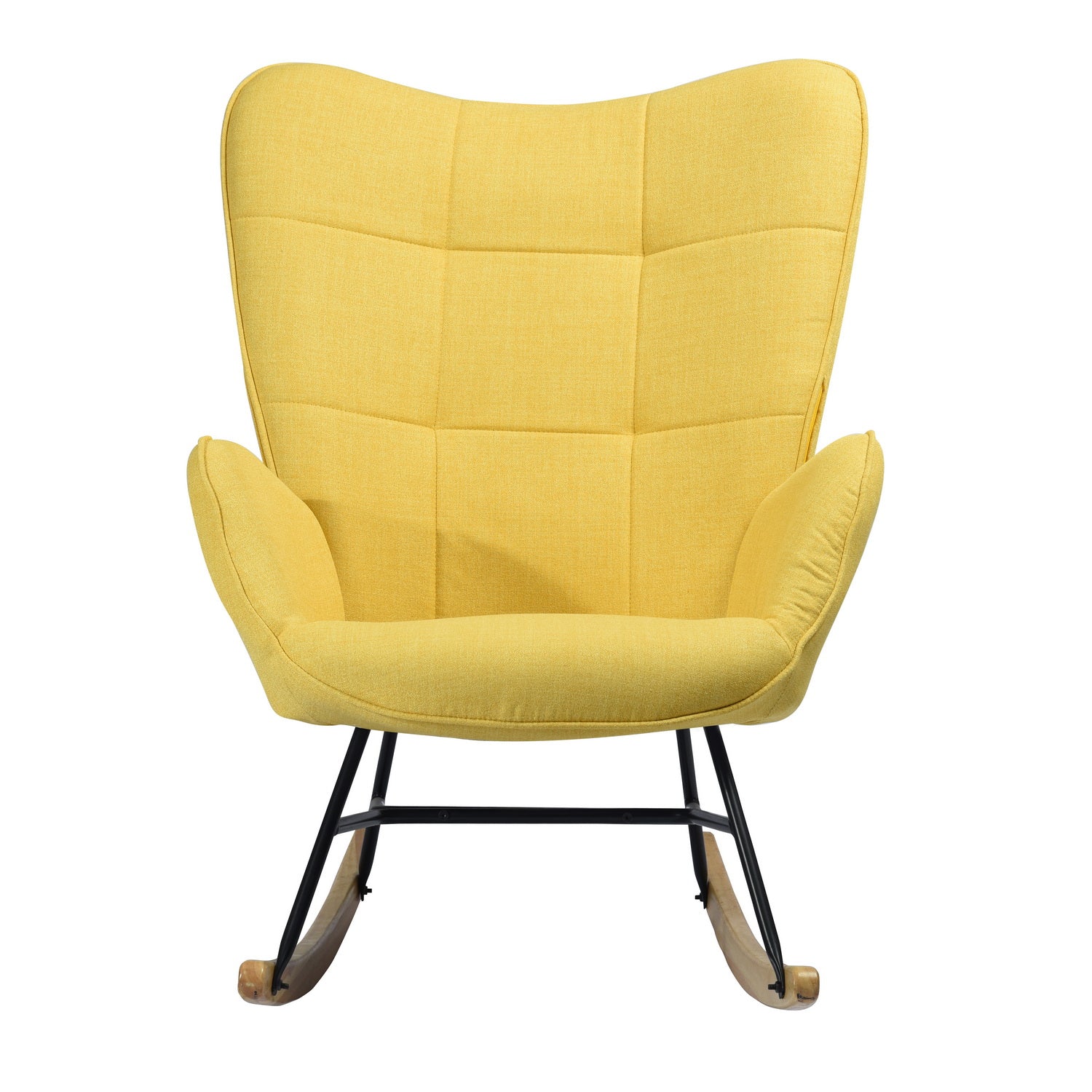 Upholstered rocking chair in yellow fabric - KELAN YELLOW