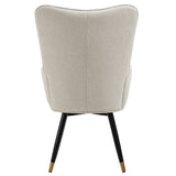 Sillón escandinavo con reposabrazos de tela beige con costuras - FUNKEL