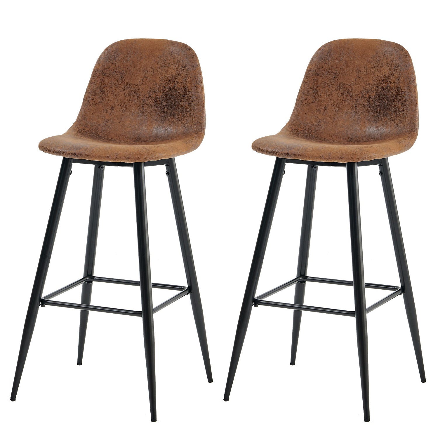 Set di 2 sgabelli da bar industriali con schienale in pelle scamosciata - CHARLTON BAR