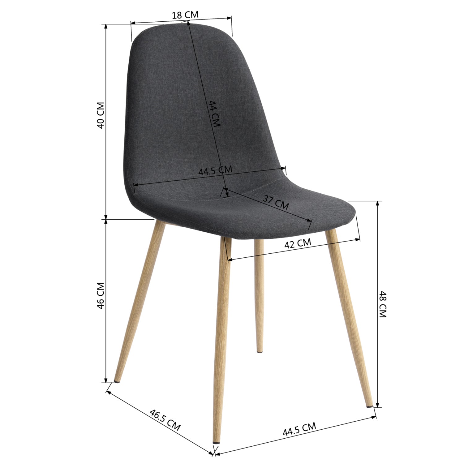 En.Casa - Lot de 4 Chaises de Salle à Manger Scandinave Siège Cuisine  Plastique Similicuir Hêtre 81 x 49 x 57 cm Noir [en.casa] - Chaises - Rue  du Commerce