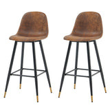 Set of 2 industrial bar stools with suede back - CHARLTON BAR