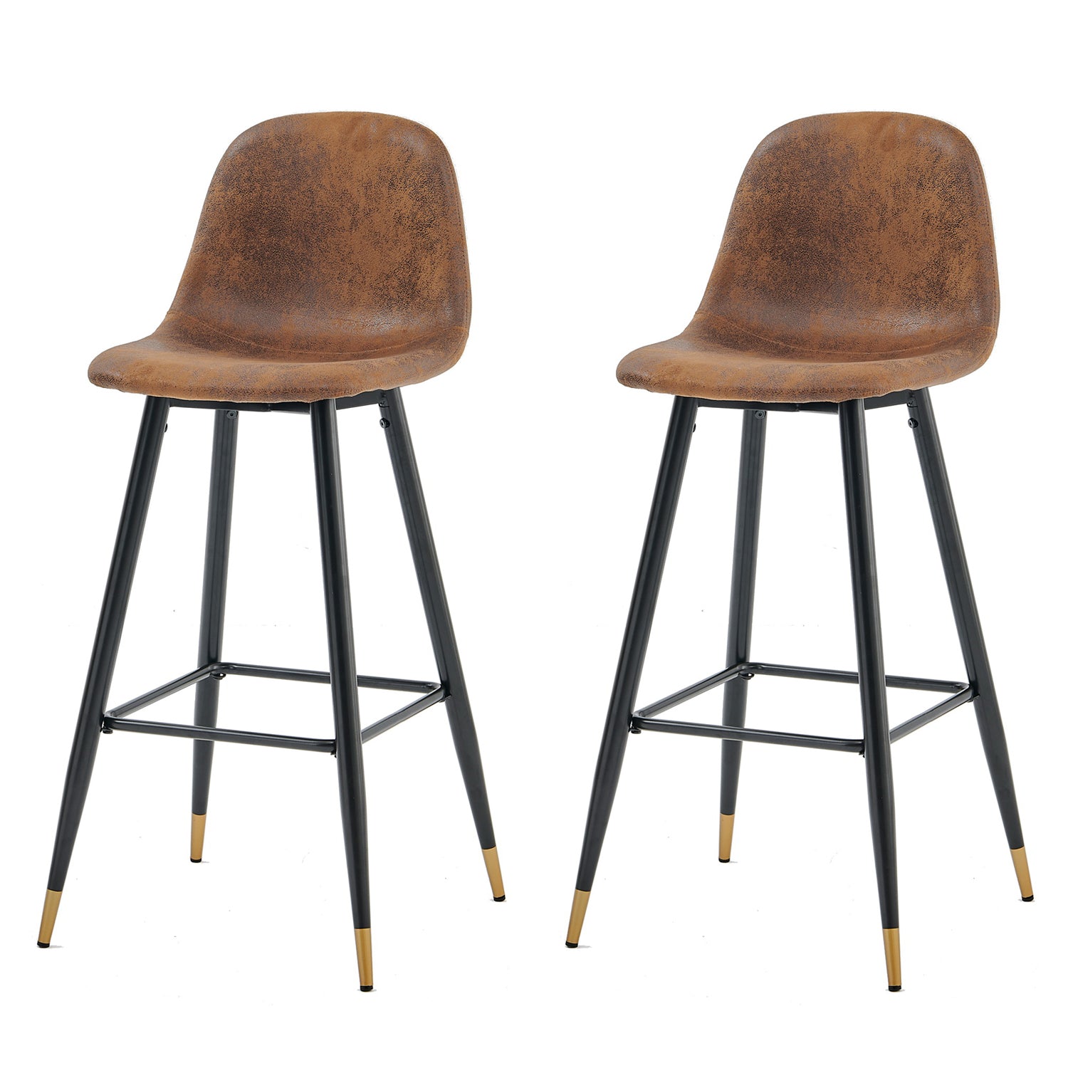 Set of 2 industrial bar stools with suede back - CHARLTON BAR