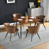 Set di 2 sedie da pranzo retrò in pelle scamosciata, gambe in metallo nero e oro, DONCIC SUEDE BROWN BG