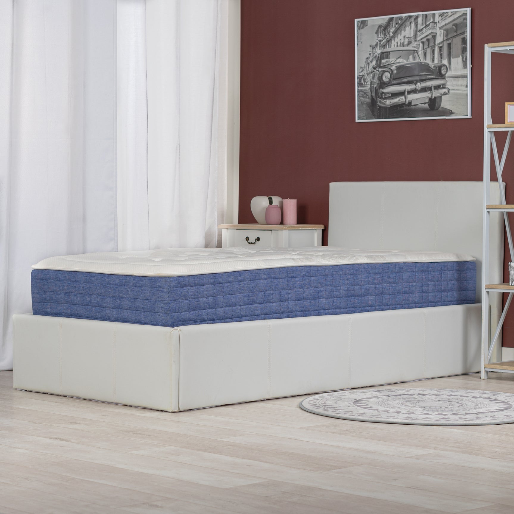 Memory foam mattress 90x190x22cm, in 3D fabric, memory technology and supersoft foam - SATURNE