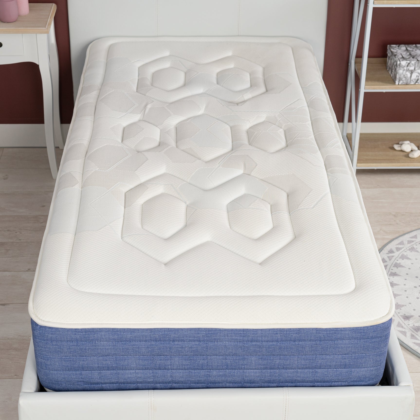 Memory foam mattress 90x190x22cm, in 3D fabric, memory technology and supersoft foam - SATURNE