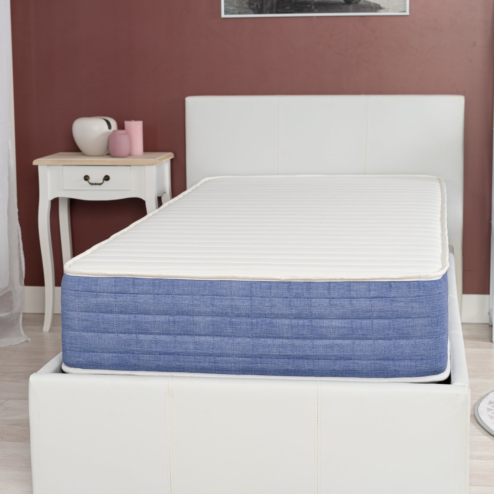 Memory foam mattress 90x190x22cm, in 3D fabric, memory technology and supersoft foam - SATURNE