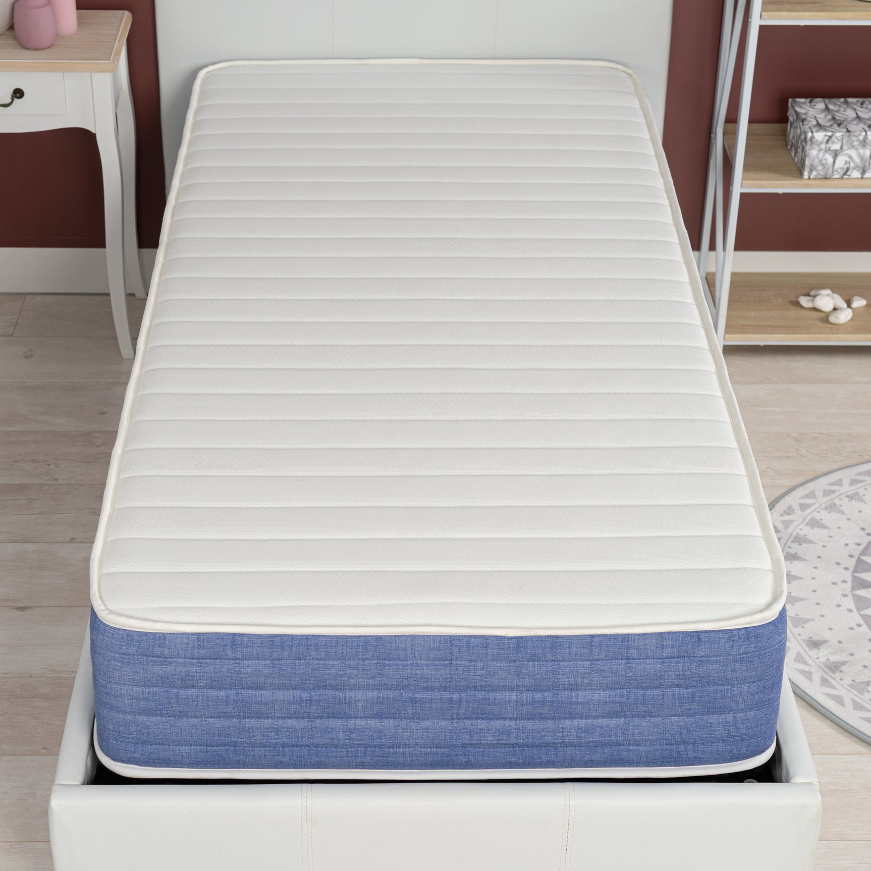 Memory foam mattress 90x190x22cm, in 3D fabric, memory technology and supersoft foam - SATURNE