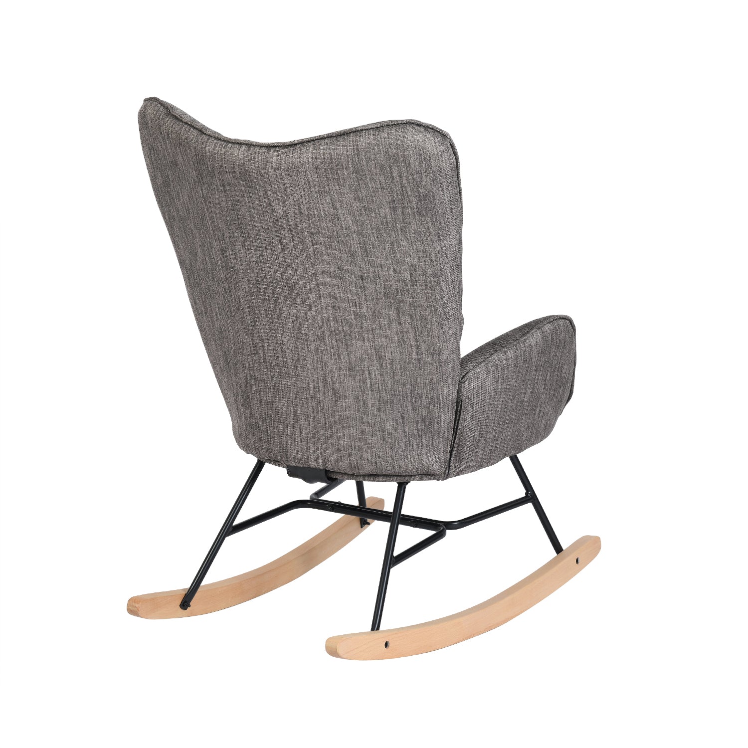 Comfortable rocking chair in dark gray fabric with armrests and padded back EPPING DARK GRAY