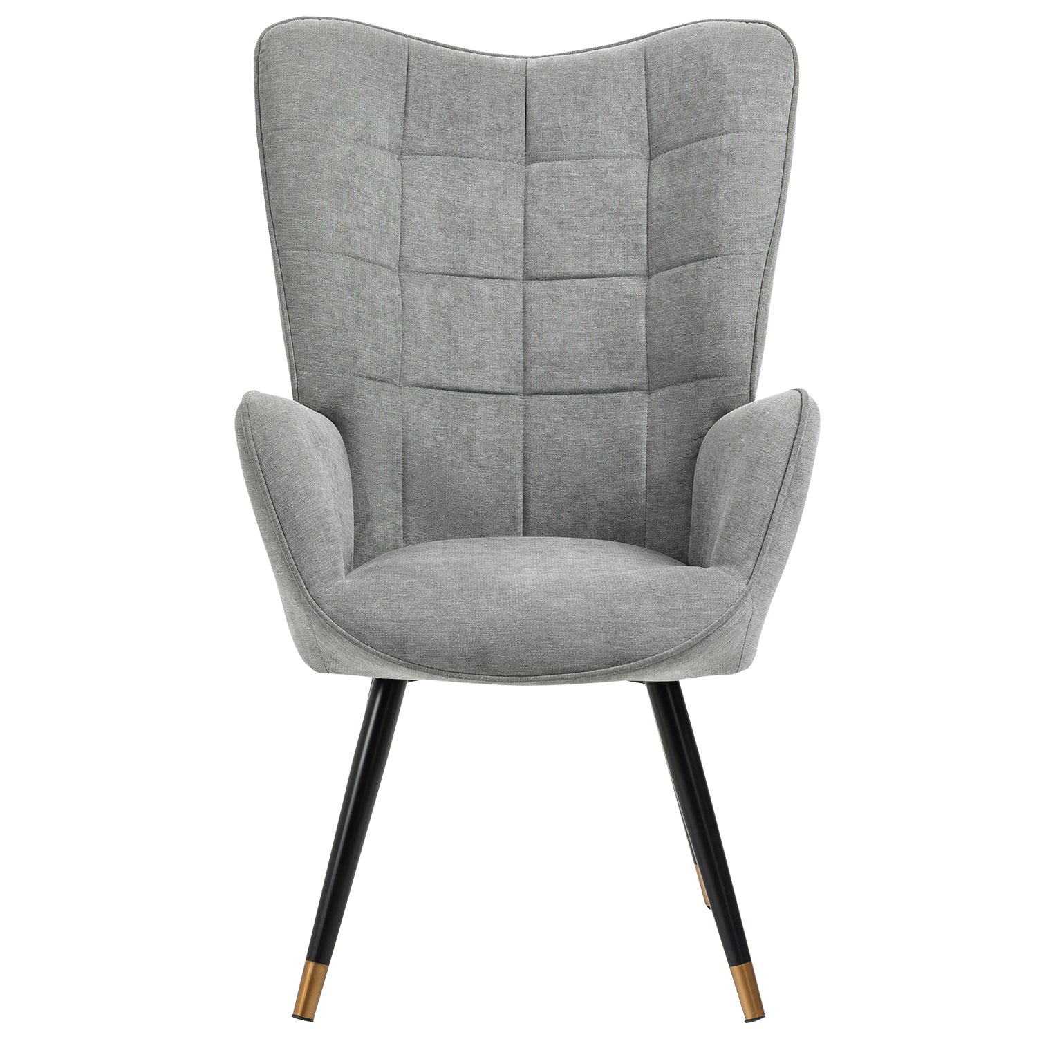 Fauteuil scandinave avec accoudoirs en tissu gris à surpiqûres - FUNKEL