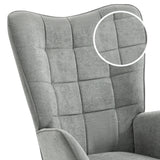 Fauteuil scandinave avec accoudoirs en tissu gris à surpiqûres - FUNKEL