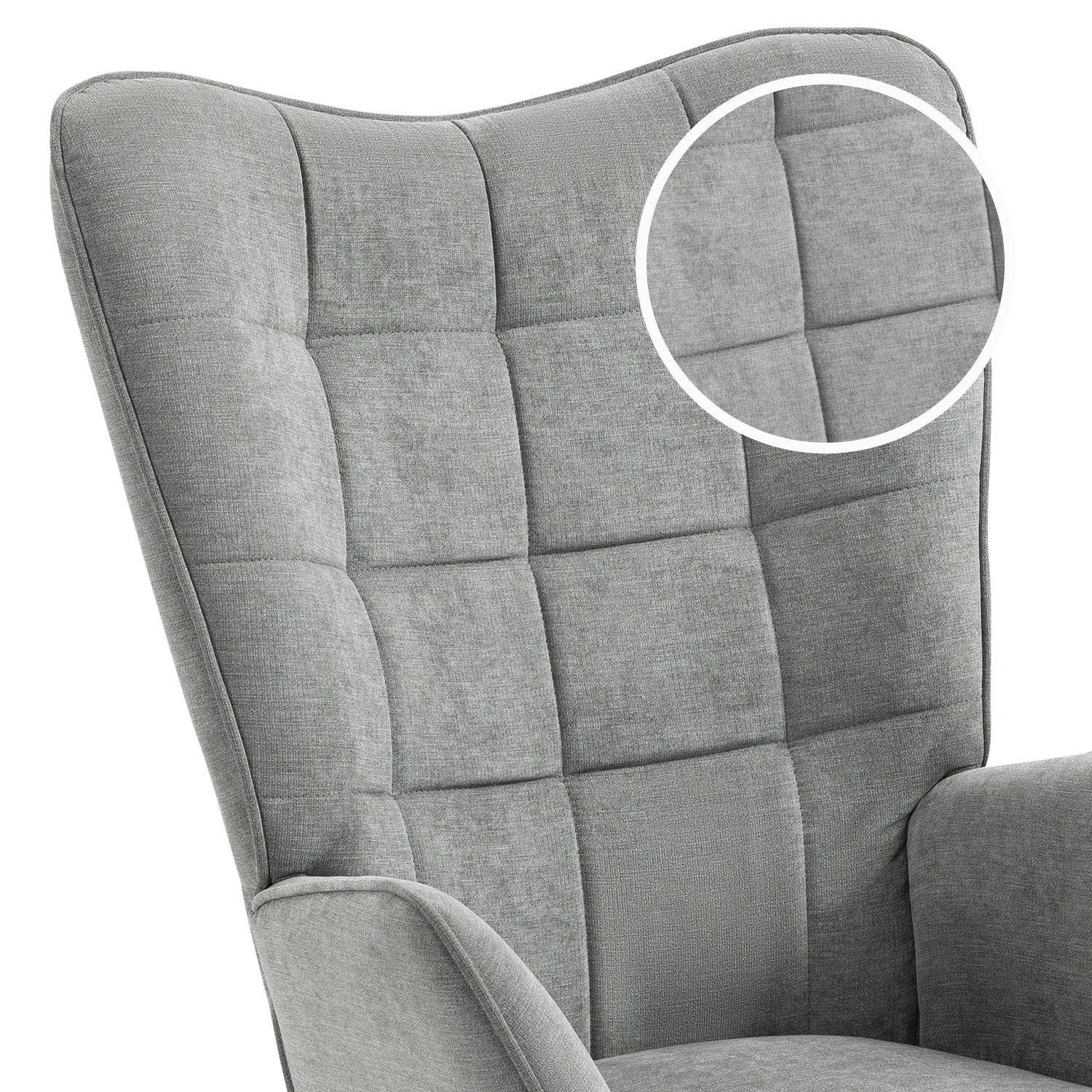 Fauteuil scandinave avec accoudoirs en tissu gris à surpiqûres - FUNKEL