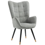 Fauteuil scandinave avec accoudoirs en tissu gris à surpiqûres - FUNKEL