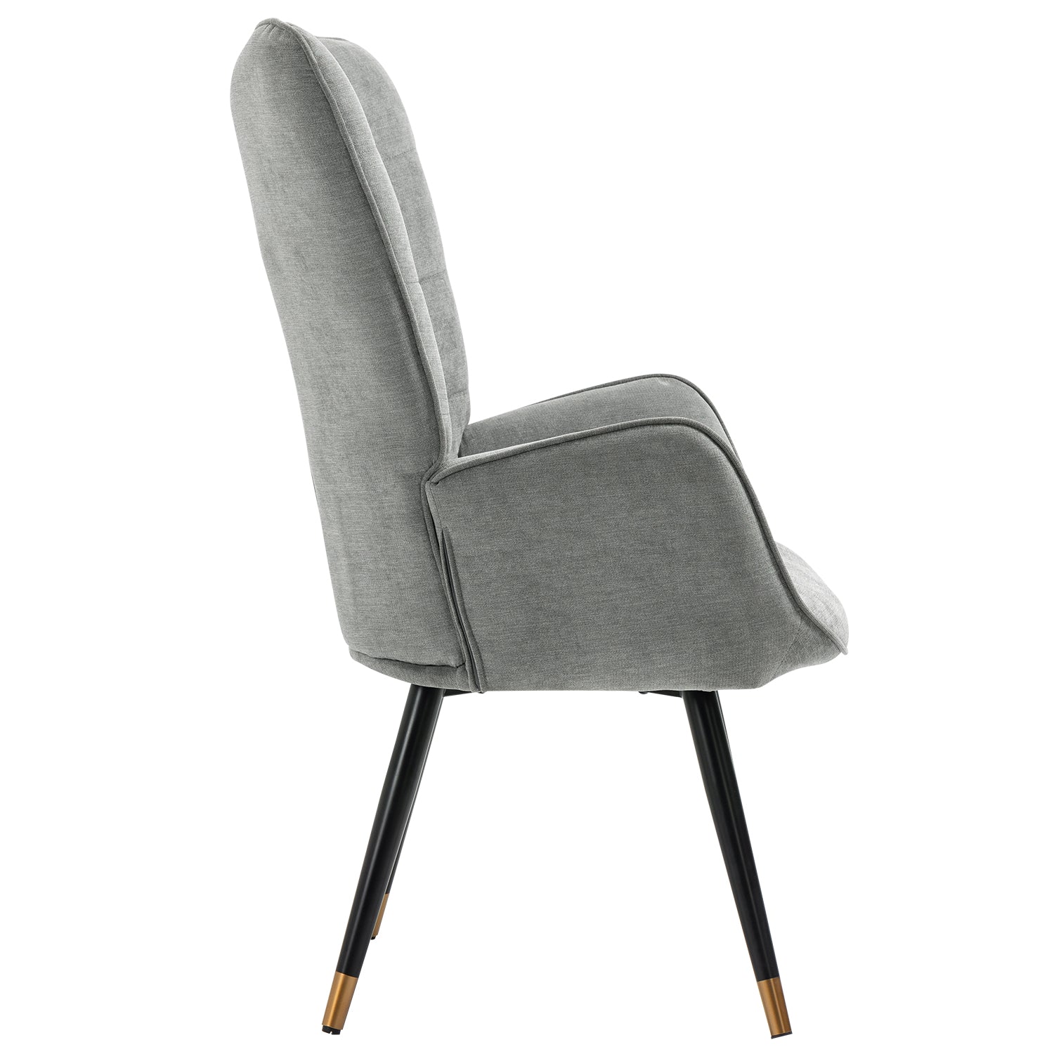 Fauteuil scandinave avec accoudoirs en tissu gris à surpiqûres - FUNKEL
