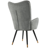 Fauteuil scandinave avec accoudoirs en tissu gris à surpiqûres - FUNKEL