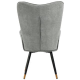 Fauteuil scandinave avec accoudoirs en tissu gris à surpiqûres - FUNKEL