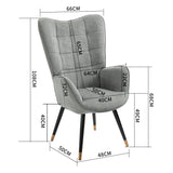 Fauteuil scandinave avec accoudoirs en tissu gris à surpiqûres - FUNKEL