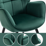 Sillón escandinavo con reposabrazos en terciopelo verde con costuras - FUNKEL