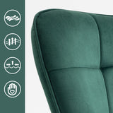 Sillón escandinavo con reposabrazos en terciopelo verde con costuras - FUNKEL