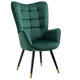Sillón escandinavo con reposabrazos en terciopelo verde con costuras - FUNKEL
