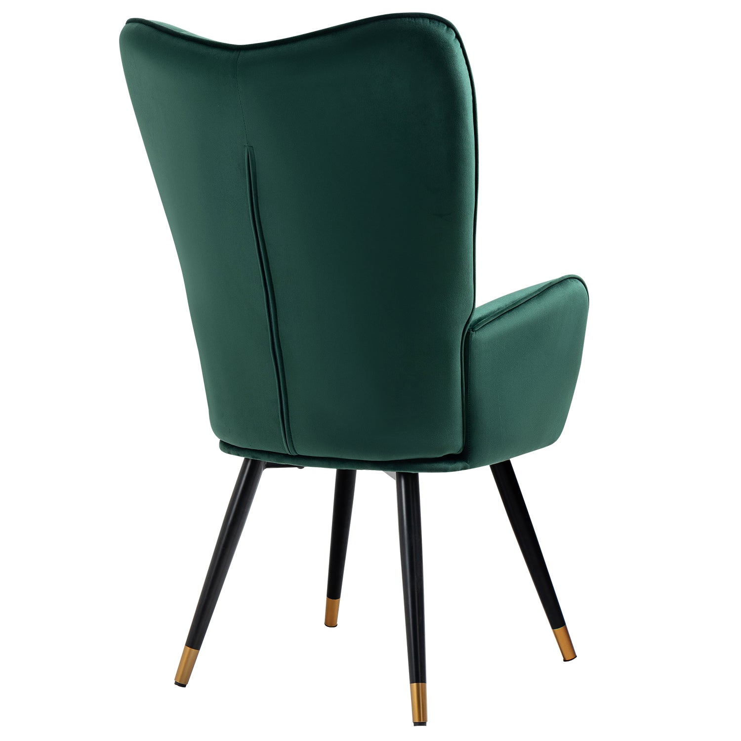 Sillón escandinavo con reposabrazos en terciopelo verde con costuras - FUNKEL