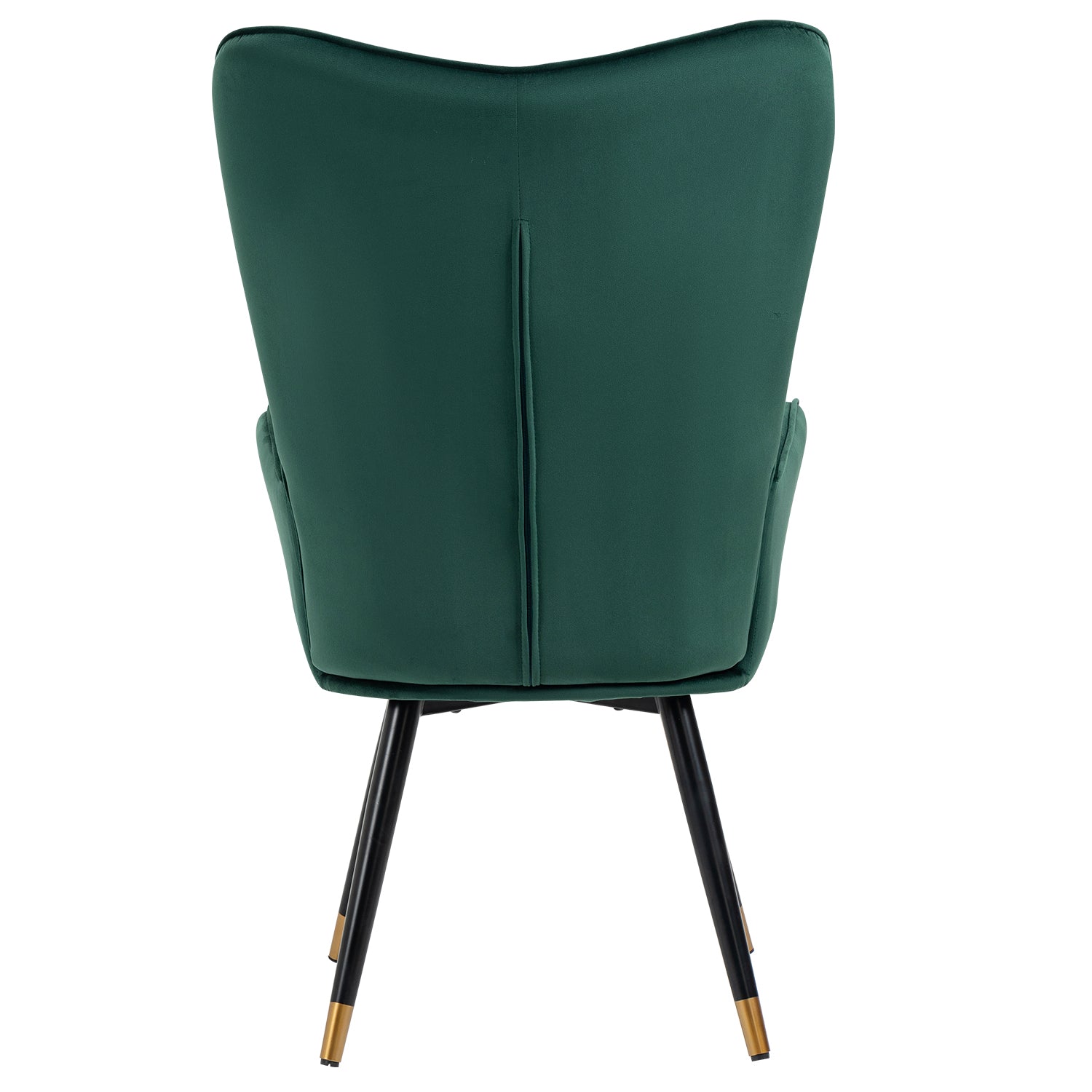 Sillón escandinavo con reposabrazos en terciopelo verde con costuras - FUNKEL