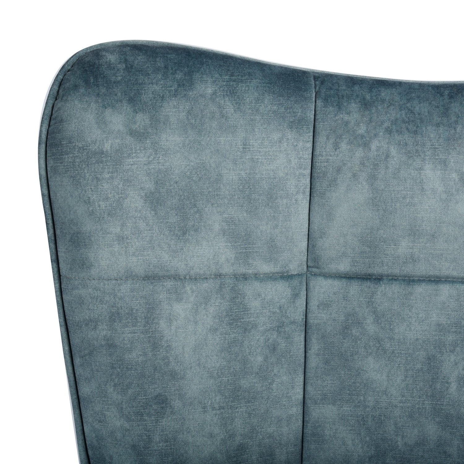 Fauteuil à bascule capitonné rocking chair en velours bleu - KELAN BLUE